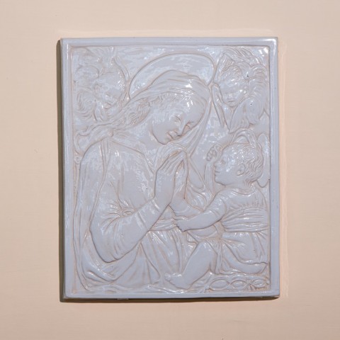 Enameled Ceramic Virgin with Child